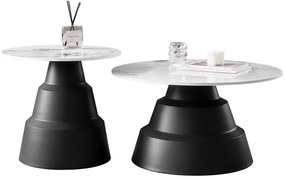 ΣΕΤ 2 ΤΡΑΠΕΖΙΑ ΣΑΛΟΝΙΟΥ LIDOX HM18306.02 SINTERED STONE TOP- SNOW WHITE ΧΡΩΜΑ Φ50 & Φ70