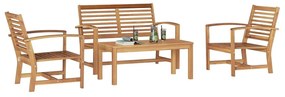 vidaXL Σετ Καναπέ Κήπου 4 pcs Φυσικό Στερεό Ξύλο Τίκ