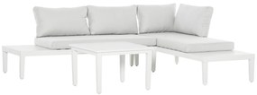 Outsunny Σετ επίπλων κήπου για 3 άτομα με βοηθητικό τραπέζι, καναπές με μαξιλάρια, σχήμα L, εξωτερικού χώρου, αλουμίνιο, κρεμ λευκό