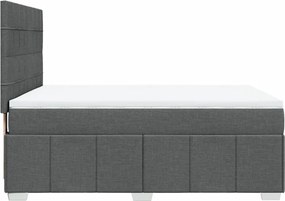 vidaXL Κρεβάτι Boxspring με Στρώμα Σκούρο Γκρι 160x200 εκ Υφασμάτινο