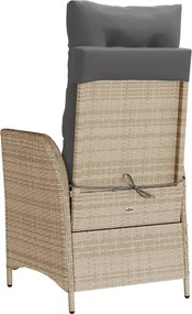 vidaXL Πολυθρόνες Κήπου Ανακλ/νες 2 τεμ. Μπεζ Συνθ. Ρατάν &amp; Μαξιλάρια