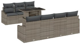 vidaXL Σετ καναπέ κήπου 8 τεμαχίων με γκρι μαξιλάρια