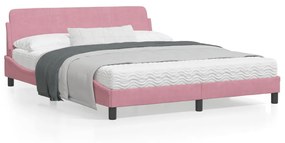 Πλαίσιο Κρεβατιού με Κεφαλάρι Ροζ 160x200 εκ. Βελούδινο