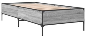 vidaXL Πλαίσιο Κρεβατιού Γκρι Sonoma 90x200 εκ. Επεξ. Ξύλο & Μέταλλο