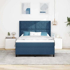 vidaXL Κρεβάτι με ελατήρια με στρώμα Μπλε 140 x 200 cm ύφασμα