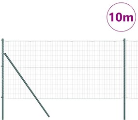 vidaXL Φράχτης με Στήλες. Πράσινο 1.2 x 10 m Ατσάλι