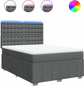 vidaXL Κρεβάτι Boxspring με Στρώμα Σκούρο Γκρι 140x200 εκ Υφασμάτινο