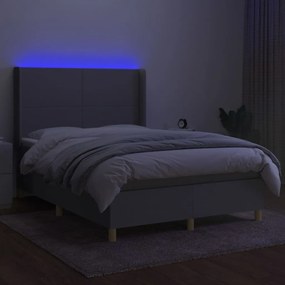 ΚΡΕΒΑΤΙ BOXSPRING ΜΕ ΣΤΡΩΜΑ &amp; LED ΑΝ.ΓΚΡΙ 140X200ΕΚ. ΥΦΑΣΜΑΤΙΝΟ 3138717