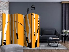 Διαχωριστικό με 5 τμήματα - Birches on the orange background II [Room Dividers]