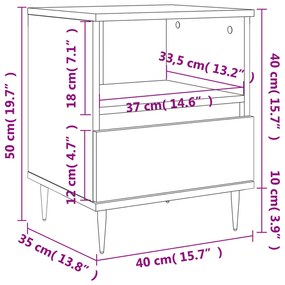 Κομοδίνα 2 τεμ. Sonoma Δρυς 40 x 35 x 50 εκ. από Επεξεργ. Ξύλο - Καφέ