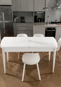 Stewehome Μοντέρνο Τραπέζι Τραπεζαρίας Λευκό με Βάση Πεταλούδα -Λευκό 132x80x75 cm