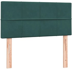 vidaXL Box Spring κρεβάτι με στρώμα σκούρο πράσινο 80x220εκ. Βελούδινο