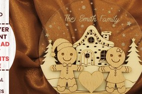 Σετ των 3 Intra απο ξύλο plywood 3mm-4mm πάχος Χριστουγεννιάτικο στολίδι Gingerbread Family Δίασταση 3x3 cm INTRAFABR-82458262