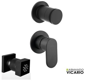 Armando Vicario SLIM Black Matt Jet επιτοίχιο Τετράγωνο +Μίκτης εντοιχισμού+εκτροπέας περιστροφικός 2 εξ. 500050-400 34374-400