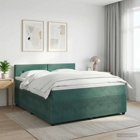 vidaXL Κρεβάτι box spring με στρώμα Σκούρο Πράσινο 180 x 200 cm