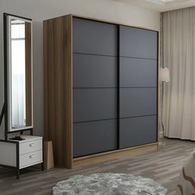 Διφυλλη Ντουλαπα Συρομενη Χρυσο/Ανθρακι KALEO 52x180x190
