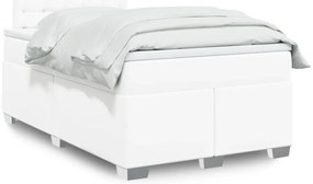 vidaXL Κρεβάτι Boxspring με Στρώμα Λευκό 120x200εκ.από Συνθετικό Δέρμα