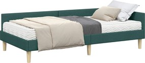 vidaXL Κρεβάτι γωνίας με στρώμα με στρώμα 2 pcs Πράσινο ύφασμα