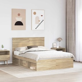 vidaXL Σκελετός Κρεβατιού Sonoma Δρυς 140 x 190 cm