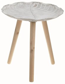 Coffe table Yono Inart beige antique-natural wood D40x40cm 40x40x40 εκ.