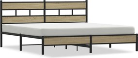 vidaXL Σκελετός Κρεβ. Χωρίς Στρώμα Sonoma Δρυς 180x200 εκ. Μεταλλικό