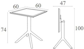 SKY TAUPE 60Χ60X74ΕΚ. ΤΡΑΠΕΖΙ ΠΤΥΣ/ΝΟ ΠΟΛ/ΝΙΟΥ