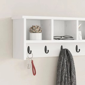 vidaXL Τοίχου Κρεμάστρα Λευκό 100 x 16 x 26 εκ Επεξεργασμένο ξύλο