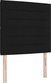 vidaXL LED Κρεβάτι με βάθρο με στρώμα Μαύρο 90 x 190 cm ύφασμα