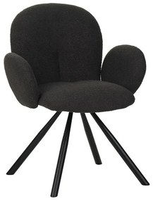 Armchair Garzele Inart charcoal fabric-leg black metal 68x66x82.5cm 68x66x82.5 εκ.