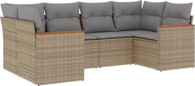 vidaXL Patio Sofa Set 6-θέσια Μικτό μπεζ