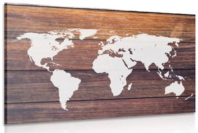 Εικόνα παγκόσμιου χάρτη με ξύλινο φόντο - 90x60