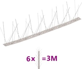 vidaXL Απωθητικές Ακίδες Περιστεριών 5 Σειρών Σετ των 6 3 μ. Αν.Ατσάλι