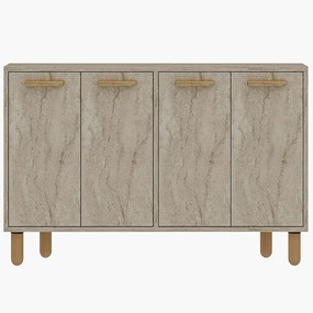 Μπουφές Venedik 327ODS1284 120x29,6x73,6cm Travertine Beige-Oak Μοριοσανίδα, Μελαμίνη