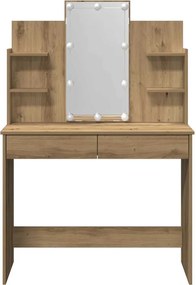 vidaXL Μπουντουάρ με LED Φώτα τεχνίτης Δρυς 96x40x142 εκ.