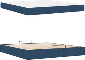 vidaXL Σκελετός κρεβατιού με στρώμα 2 pcs Μπλε ύφασμα