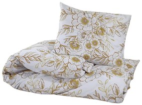 vidaXL Σετ Παπλωματοθήκης Λευκό και Καφέ 155 x 220 εκ. Βαμβακερό