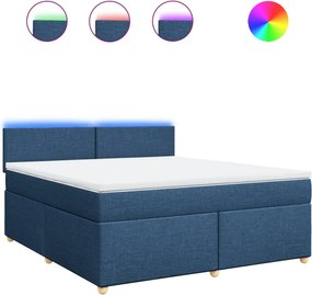 vidaXL Κρεβάτι Boxspring με Στρώμα Μπλε 180x200 εκ. Υφασμάτινο