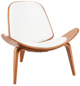 Πολυθρόνα ArteLibre THALOR Λευκό/Καφέ Ξύλο/PU 90x76.5x74.5cm