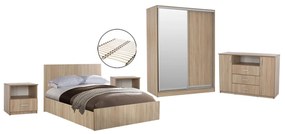 Σετ Κρεβατοκάμαρας ADLER C11759 6τεμ. Μελαμίνη Sonama Oak για Στρώμα 160x200εκ 170x205x95 εκ.