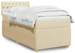 vidaXL Κρεβάτι Boxspring με Στρώμα Κρεμ 90x200 εκ.Υφασμάτινο