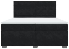 vidaXL Κρεβάτι Boxspring με Στρώμα Μαύρο 200x200 εκ. Βελούδινο