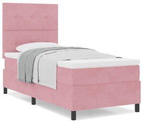 vidaXL Κρεβάτι με ελατήρια με στρώμα Ροζ 90 x 190 cm Βελούδο