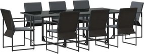 vidaXL Σέτ φαγητού για κήπο 9 pcs Μαύρο Ατσάλι