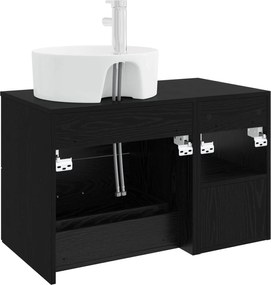vidaXL Σετ Επίπλων Μπάνιου 2 pcs Μαύρη Δρυς Επεξεργασμένο Ξύλο