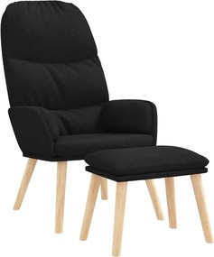 vidaXL Πολυθρόνα Relax Μαύρη Υφασμάτινη με Σκαμπό