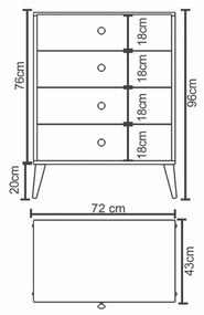 Συρταριέρα AMARI Δρυς/Λευκό Μοριοσανίδα 72x43x96cm - 14870052