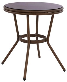 Τραπέζι MOSES Αλουμινίου Bamboo look Καφέ με Γυαλί Φ70x76Υ εκ. 70x70x76 εκ.