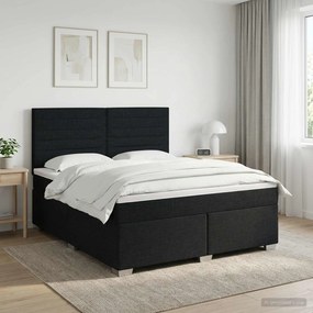 vidaXL Κρεβάτι box spring με στρώμα Μαύρο 180 x 200 cm Ύφασμα