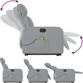 vidaXL Πολυθρόνα Μασάζ Ηλεκ. Ανακλινόμενη Ανύψωση Αν. Γκρι Υφασμάτινη