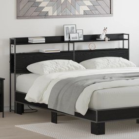 vidaXL Κεφαλάρι Αποθήκης με ράφι Μαύρη δρυς 200 cm Επεξεργασμένο ξύλο